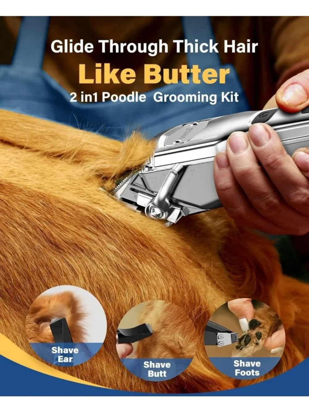 Dog Grooming Kit for Thick Matted Hair | Stainless Steel Clippers, Waterproof